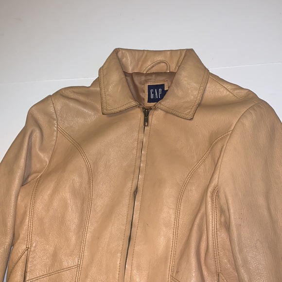 GAP Y2K Golden Tan Leather Jacket - Women’s Size XS - Picture 4 of 11
